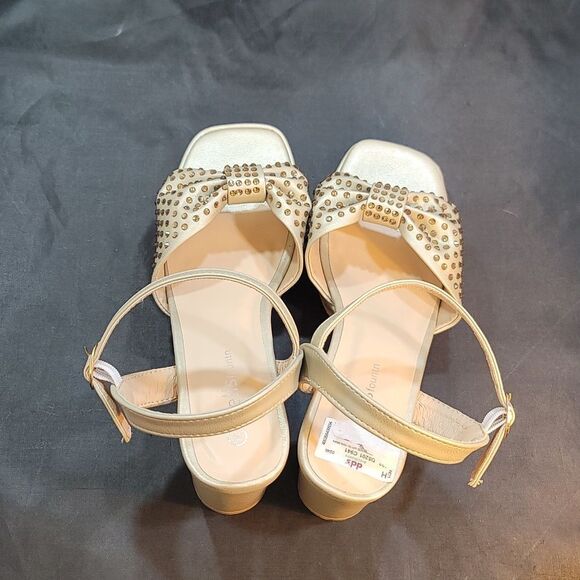 BRAND NEW WELLSFOUNTN RHINESTONE BOWNOT BLOCK HEEL OPEN-TOE SANDAL G1 - Picture 5 of 15
